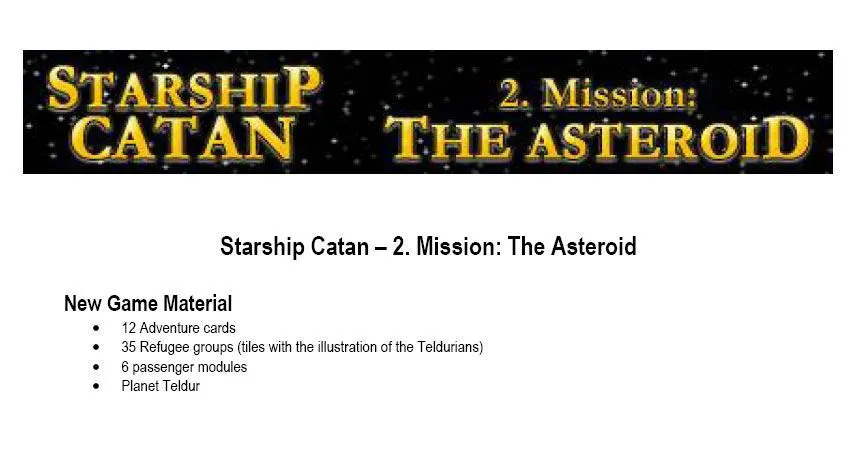 Starship Catan: 2. Mission – The Asteroid