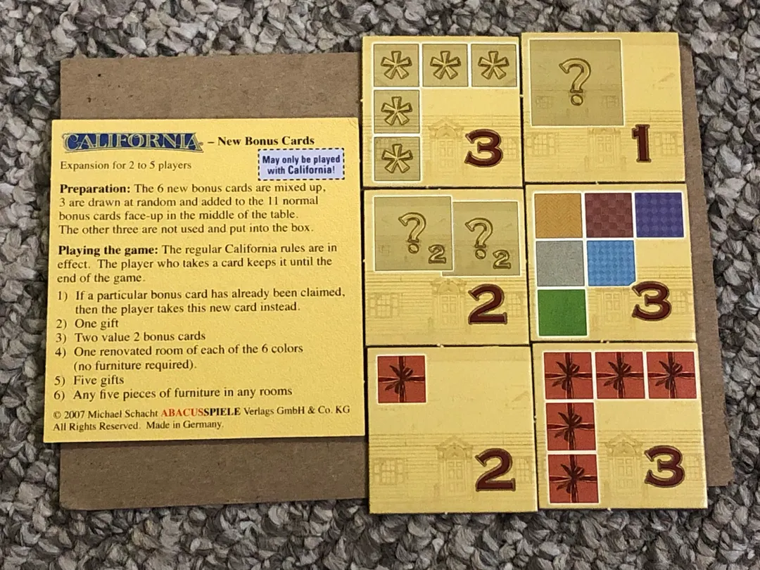 California: New Bonus Cards