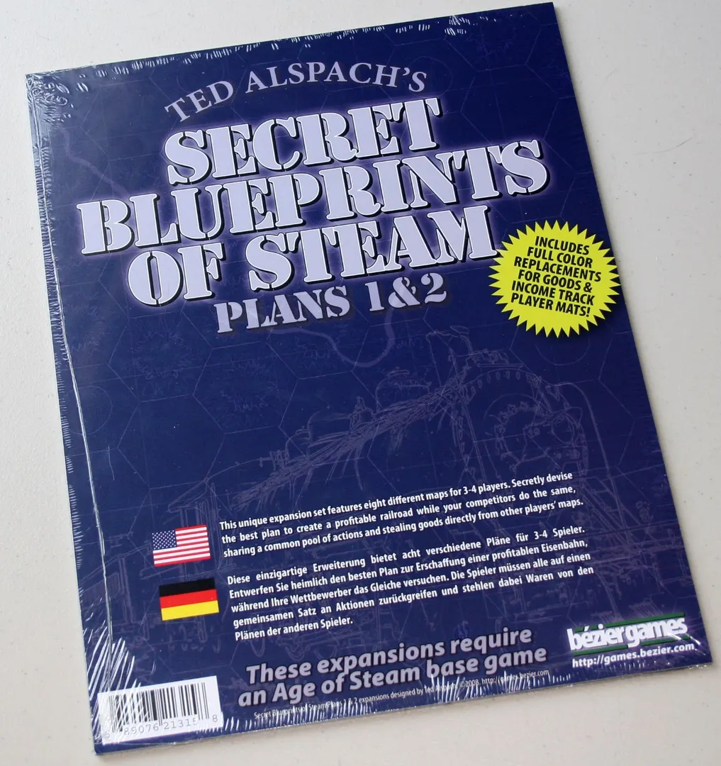 Age of Steam Expansion: Secret Blueprints of Steam Plans 1 & 2
